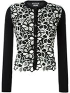 Boutique Moschino Floral Macrame Knit Cardigan, Women's, Size: 48, Black, Acrylic/polyester/rayon/wool