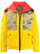 Griffin Camouflage Panelled Down Jacket - Yellow
