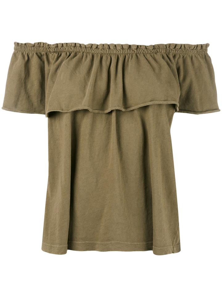 Current/elliott - Ruffled Blouse - Women - Cotton - 1, Green, Cotton