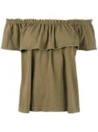Current/elliott - Ruffled Blouse - Women - Cotton - 1, Green, Cotton