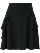 Carven Ruffled A-line Short Skirt, Women's, Size: 36, Black, Polyester