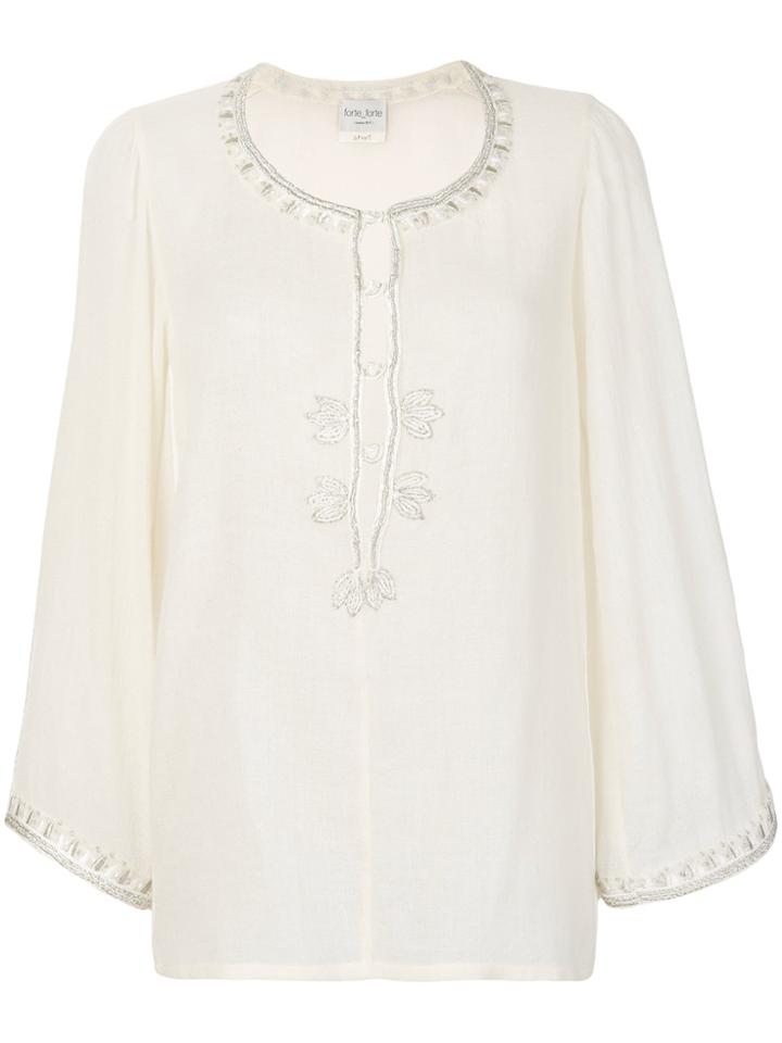 Forte Forte Embroidered Blouse - Nude & Neutrals