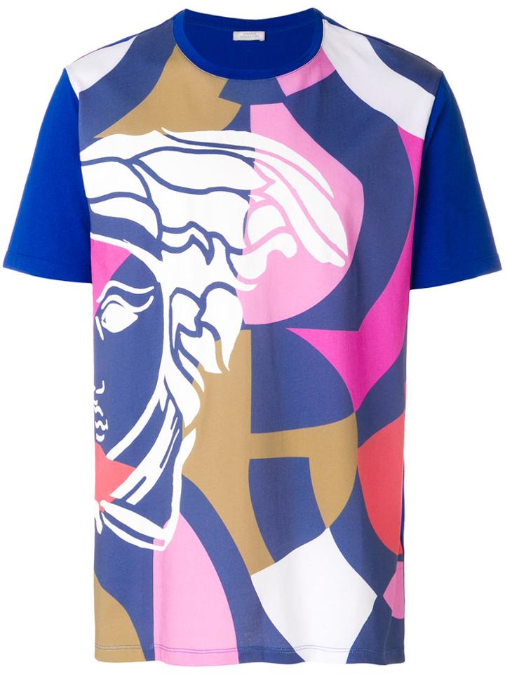 Versace Collection Multi Printed Abstract T-shirt - Blue