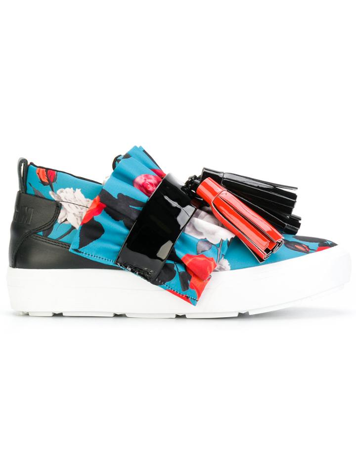 Msgm Floral Print Slip-ons With Tassel Embellishment - Multicolour