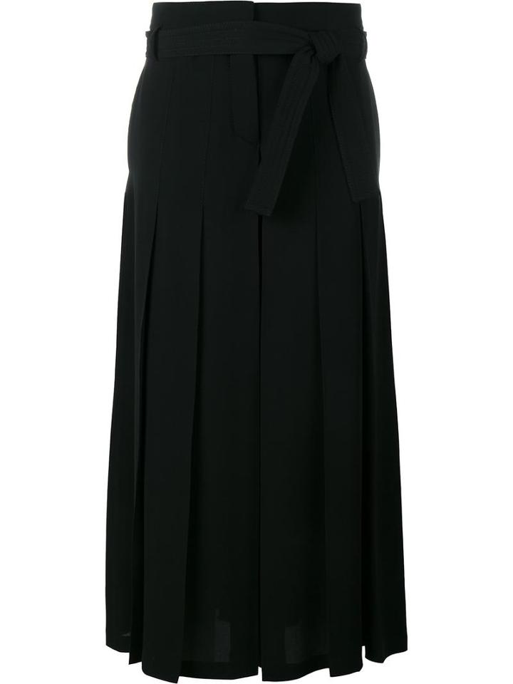 Valentino - Pleated Silk Culottes With Self-tie Belt - Women - Silk - 42, Black, Silk