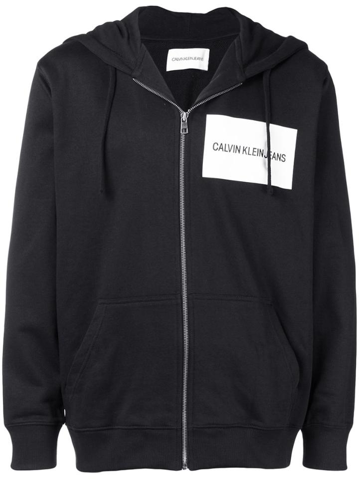 Calvin Klein Jeans Logo Patch Zip Hoodie - Black