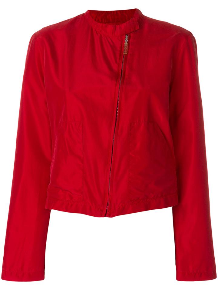 Giorgio Armani Vintage Band Collar Biker Jacket - Red