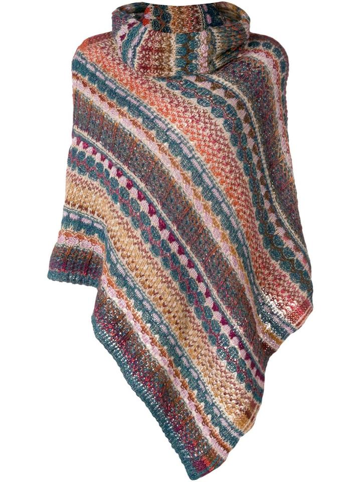M Missoni Roll Neck Poncho - Pink