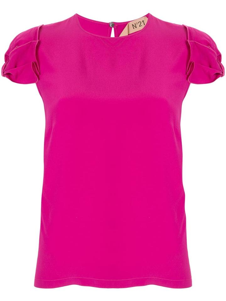 Nº21 Bow Detailed Sleeved T-shirt - Purple