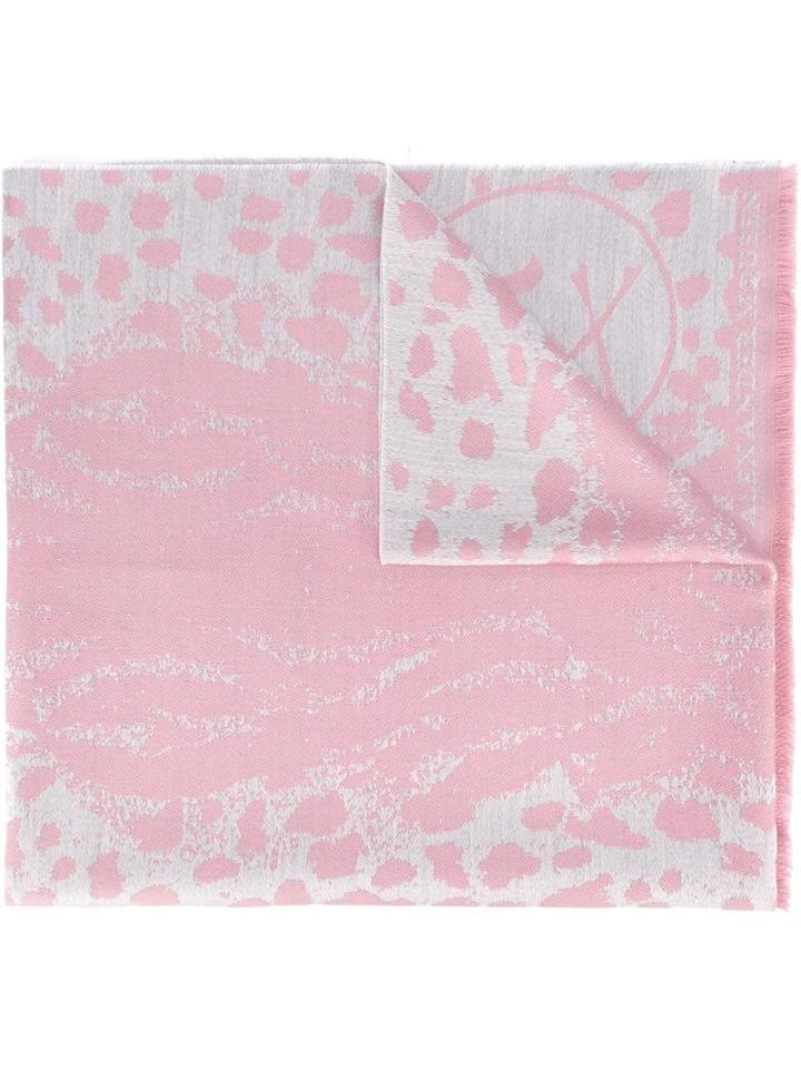 Alexander Mcqueen Large Skull Scarf, Women's, Pink/purple, Wool
