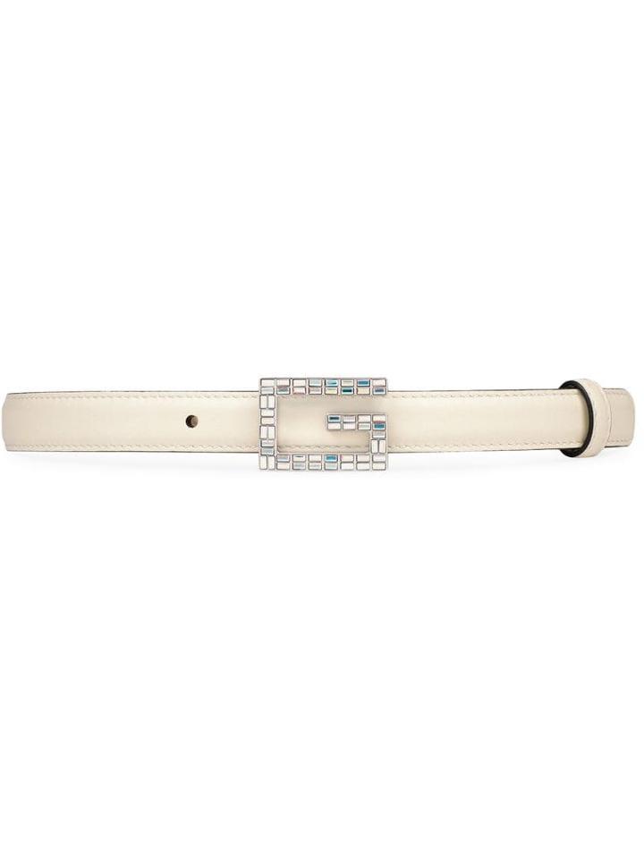 Gucci Leather Belt With Square G Buckle - White