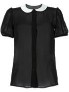 Saint Laurent Penny Collar Sheer Blouse, Women's, Size: 40, Black, Silk