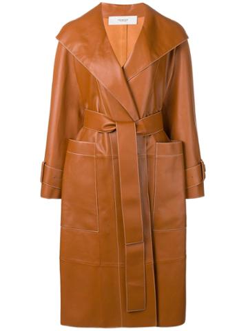 Pringle Of Scotland Leather Trench Coat - Brown