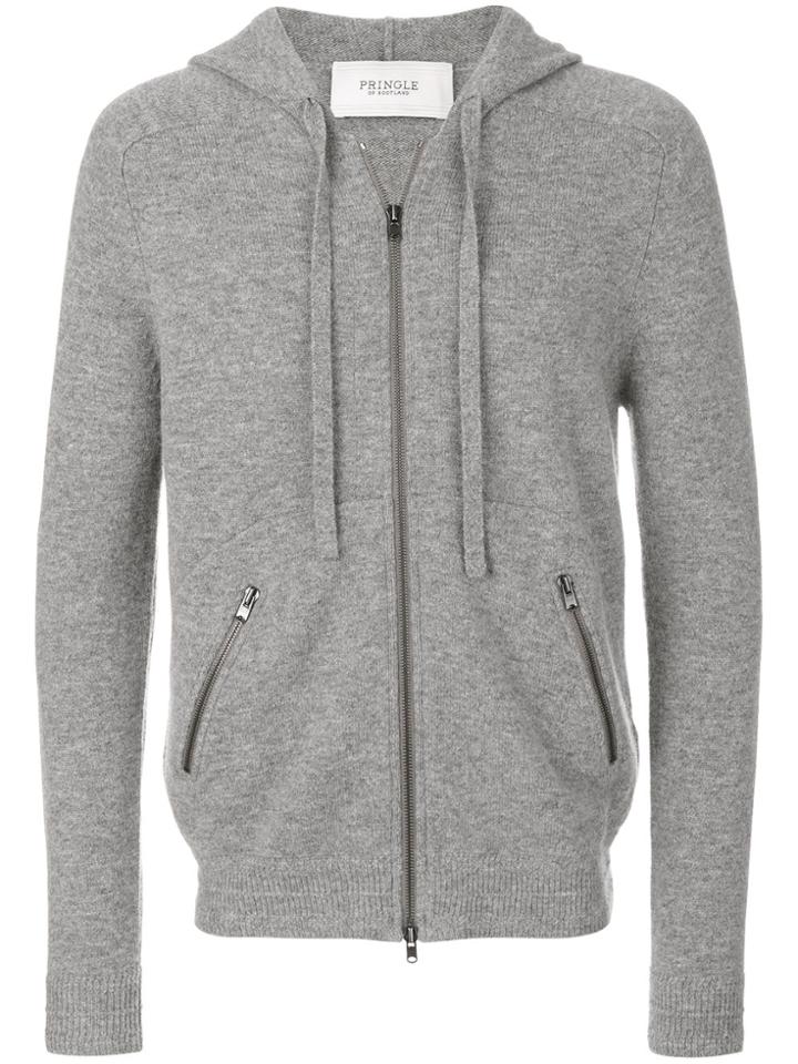 Pringle Of Scotland Zipped Knit Hoodie - Grey