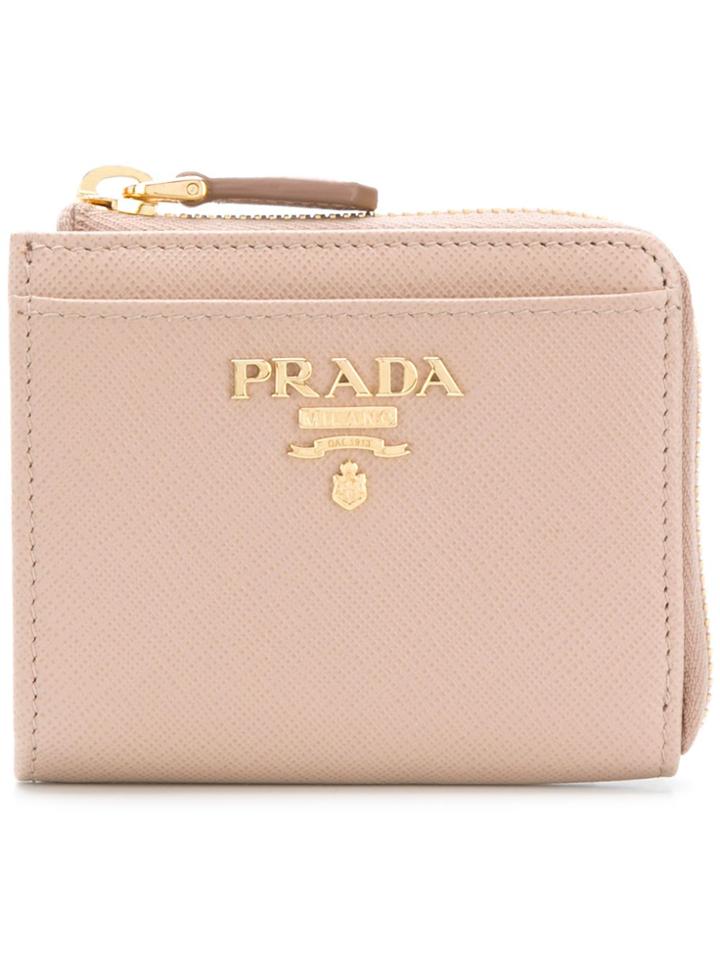 Prada Logo Plaque Coin Purse - Nude & Neutrals