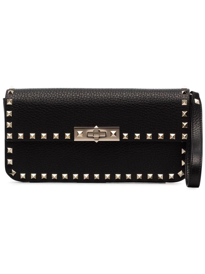 Valentino Garavani Black Rockstud Leather Clutch