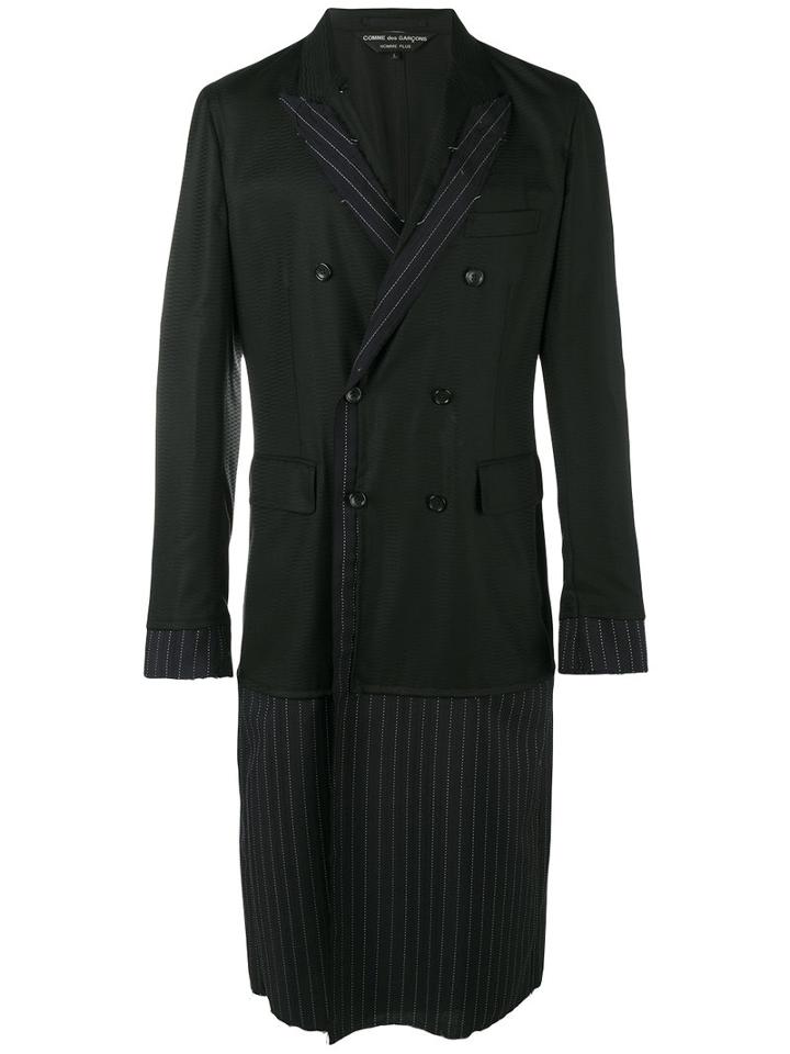Comme Des Garçons Homme Plus - Stripe Overcoat - Men - Silk/wool - S, Black, Silk/wool