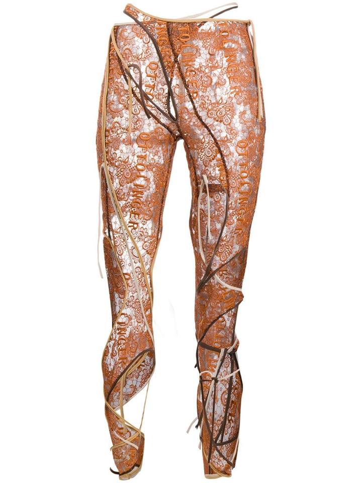 Ottolinger Lace Embroidered Leggings - Orange