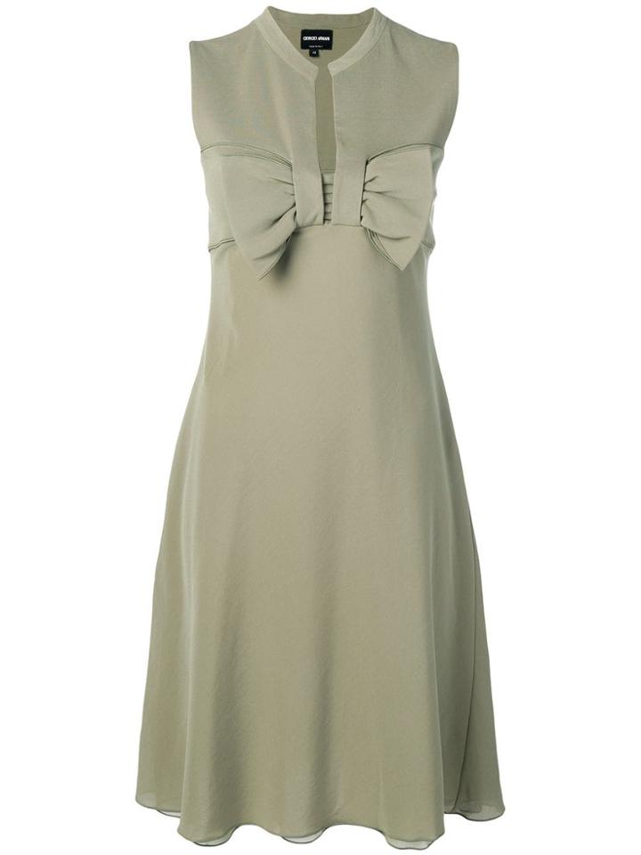 Giorgio Armani Vintage 1990's Bow Detail Dress - Green