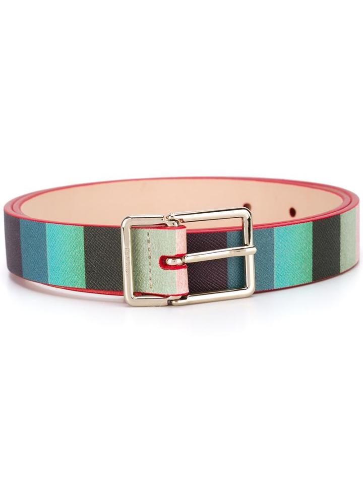 Paul Smith Striped Belt, Women's, Size: 75, Calf Leather/zamac
