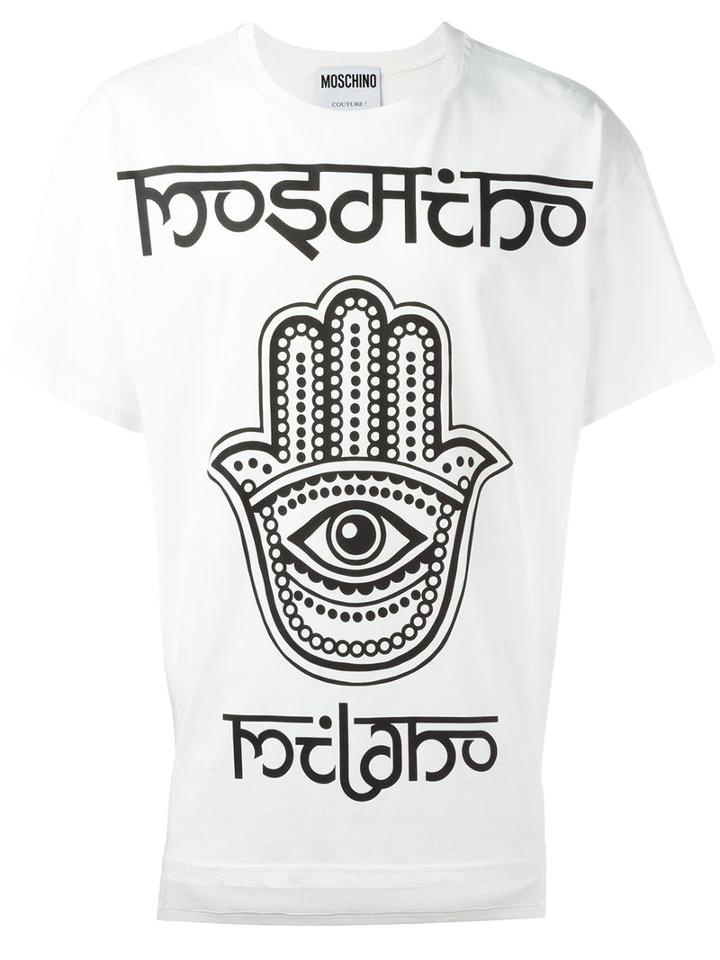 Moschino Hamsa Hand T-shirt, Men's, Size: Xl, White, Cotton