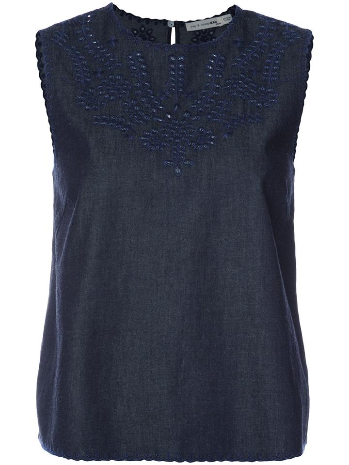 Rag & Bone /jean - Sahara Denim Tank Top - Women - Silk/cotton - L, Blue, Silk/cotton