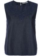 Rag & Bone /jean - Sahara Denim Tank Top - Women - Silk/cotton - L, Blue, Silk/cotton