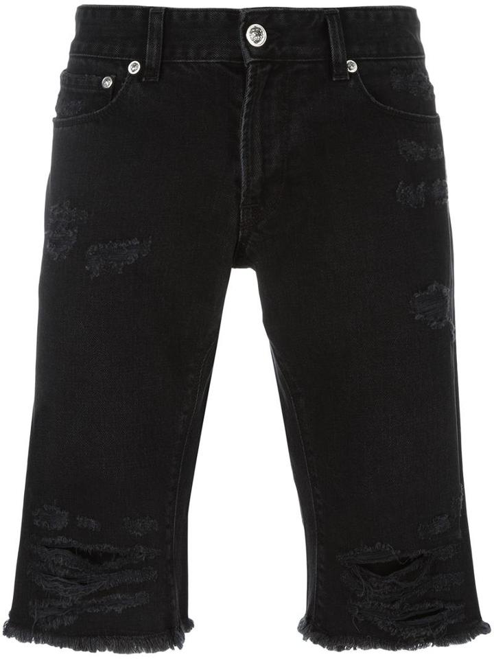 Versus Shredded Trim Shorts, Men's, Size: 30, Black, Polyester/cotton