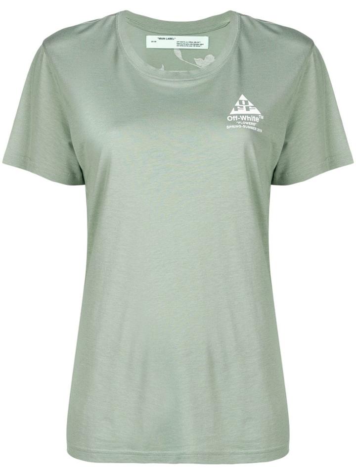 Off-white Cotton Flower Arrow T-shirt - Green
