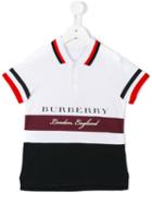 Burberry Kids Striped Polo Shirt, Boy's, Size: 12 Yrs, White