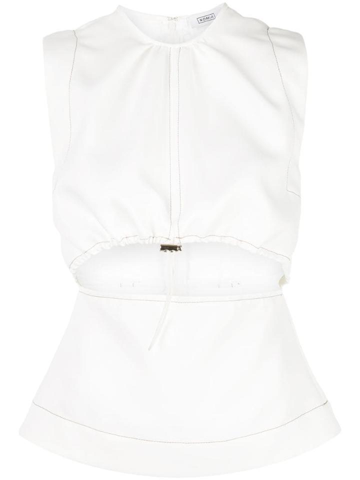 Nomia Drawstring Hem Cutout Top - White