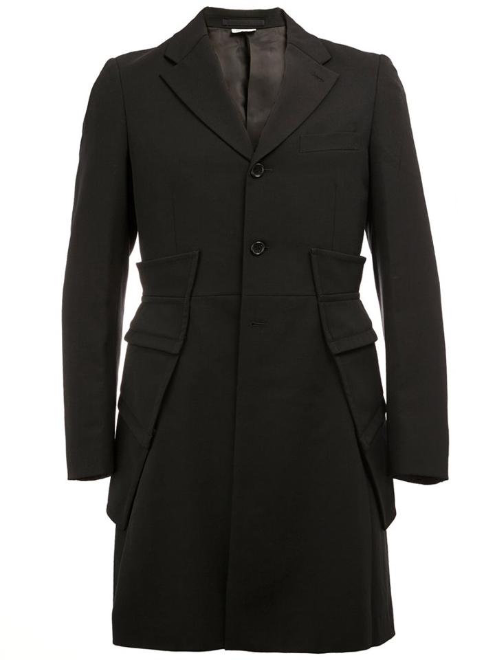 Comme Des Garçons Homme Plus Slim Fit Buttoned Coat, Men's, Size: Small, Black, Cupro/wool