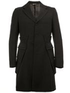 Comme Des Garçons Homme Plus Slim Fit Buttoned Coat, Men's, Size: Small, Black, Cupro/wool