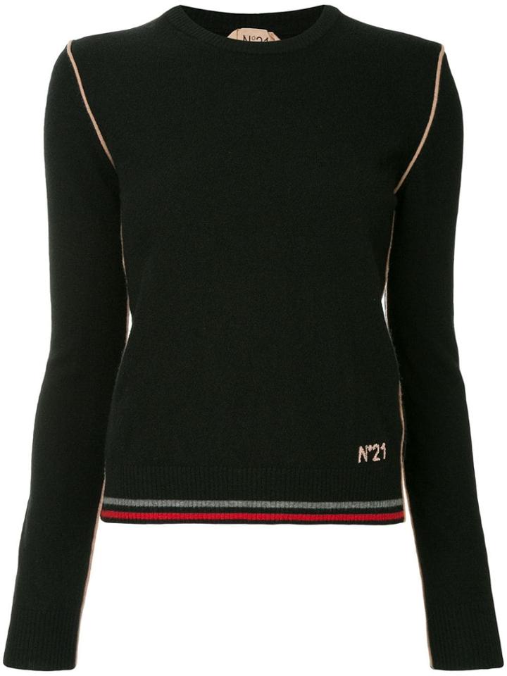 No21 Contrast Trim Knitted Jumper - Black