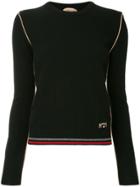 No21 Contrast Trim Knitted Jumper - Black