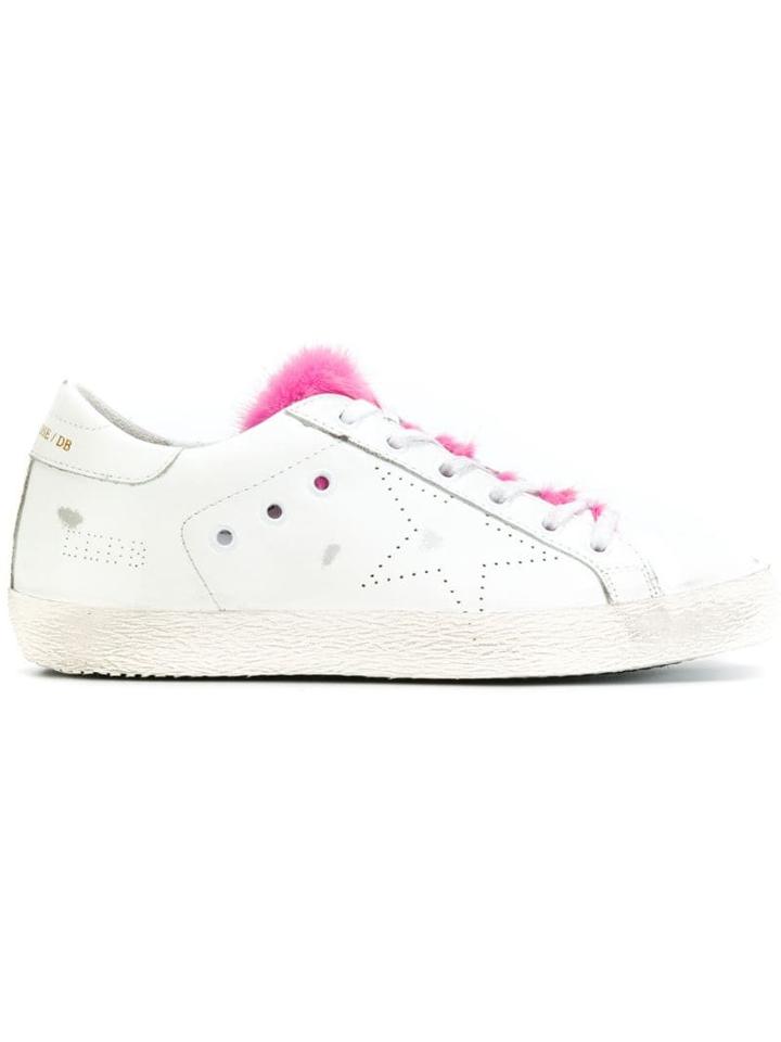 Golden Goose Fur Tongue Superstar Sneakers - White