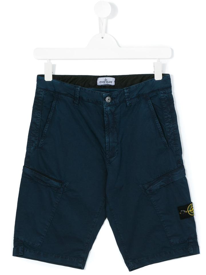 Stone Island Junior - Cargo Shorts - Kids - Cotton/spandex/elastane - 14 Yrs, Blue