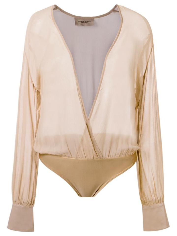 Adriana Degreas Sheer Bodysuit, Women's, Size: P, Nude/neutrals, Silk