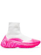 Miu Miu Neon Pink And White Chunky Sock Sneakers