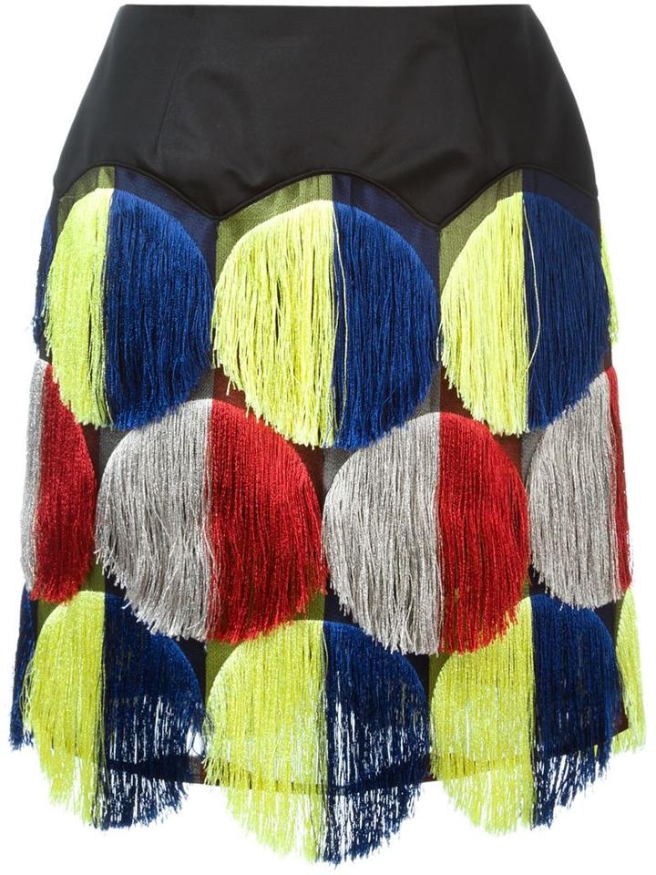 Marco De Vincenzo Fringed Applique Skirt
