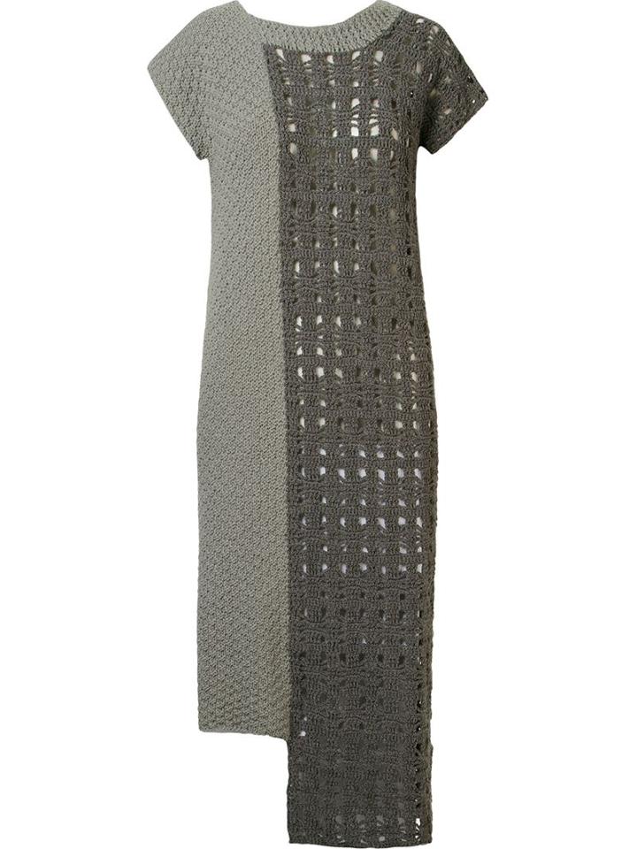 Fernanda Yamamoto Asymmetric Knit Dress, Women's, Size: 43, Grey, Cotton/acrylic