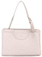 Tory Burch Double Handles Embossed Tote, Women's, Pink/purple, Leather