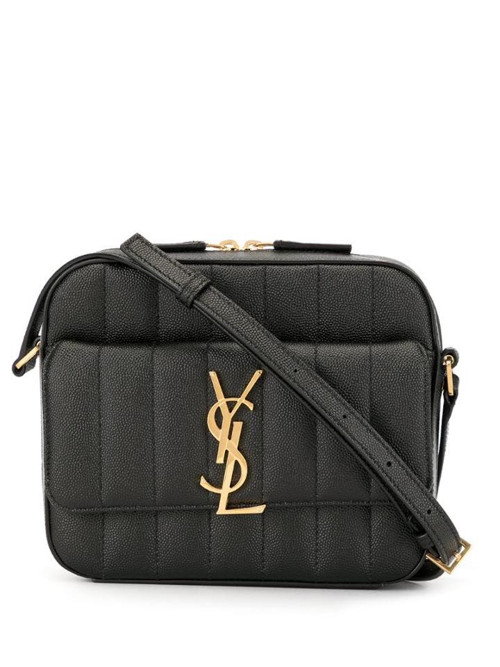 Saint Laurent Quilted Logo-plaque Shoulder Bag - Black