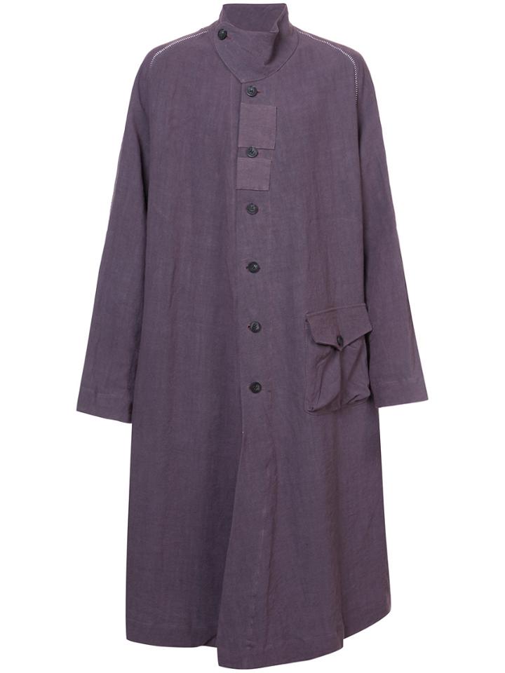 By Walid Long Asymmetric Coat - Pink & Purple