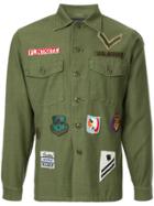 Icons Applique Detail Military Shirt - Green