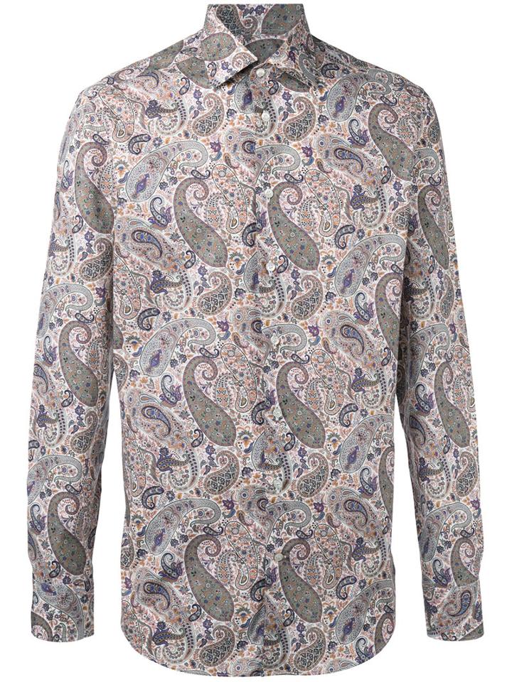 Etro Paisley Print Shirt, Men's, Size: 42, Pink/purple, Cotton/spandex/elastane