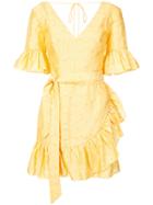 C/meo Tie Waist Ruffle Mini Dress - Yellow & Orange