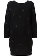 Saint Laurent Sequined Star Sweater Dress, Women's, Size: Large, Black, Polyester/cashmere/wool