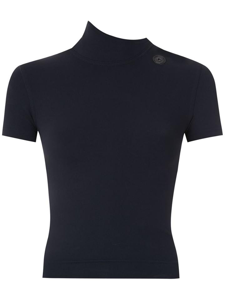 À La Garçonne Asymmetric Turtleneck Blouse - Black
