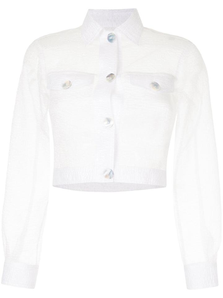 Maryam Nassir Zadeh Cropped Sheer Shirt Jacket - White
